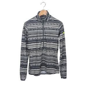 Nike Pro Dri-FIT Hyperwarm Half Zip Pullover Womens L Tribal Fair Isle Neutral